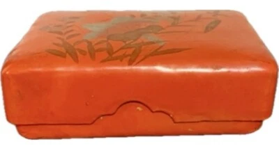 Early 1900s small antique Japanese paper Mâché sewing box - Image 1 of 4