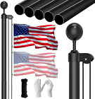 25Ft Sectional Flag Pole Kit - Heavy Duty Aluminum In-Ground Flagpole with 3x.