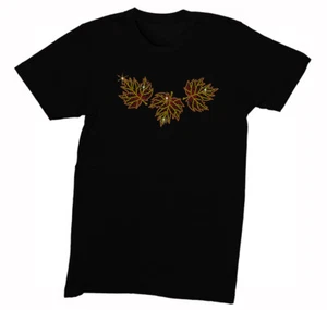 Mens Rhinestone Autumn 3 Fall Leaves Thanksgiving Maple Leaf October T-shirt - Picture 1 of 2