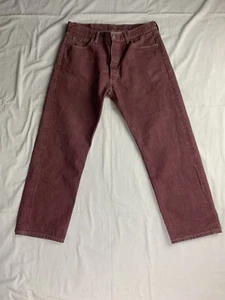 Levis 501 Red Denim Button Fly Jeans Sz 36x30 (Actual Meas 32x27) 100% Cotton - Picture 1 of 12