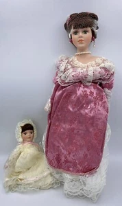 Nueva en caja muñeca de porcelana Heritage Sig Collection rosa victoriana con bebé # 12260 Certificado de autenticidad - Imagen 1 de 9