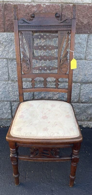 Unusual Eastlake Victorian Oak Side Chair 43 1/2” X 18” X 18 1/2" - Image 1 of 4