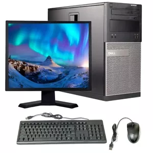 Dell Tower Desktop Computer PC Core i5 8GB RAM 500GB HD 19" LCD Windows 10 Wi-Fi - Picture 1 of 5