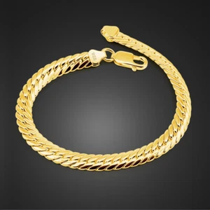 Genuine 925 Sterling Silver 2 Colors Flat Snake Chain Bracelet for Men & Women - Picture 1 of 12