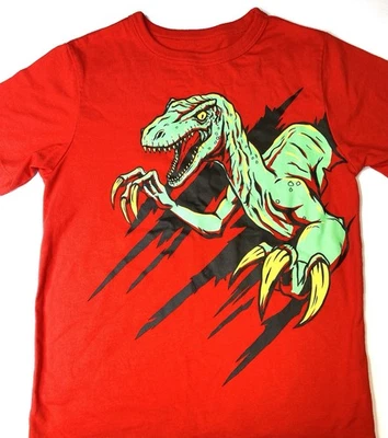 Children’s Place Dinosaur Tee Shirt Kids Size S 5/6 Red Excellent Condition - Image 1 of 3