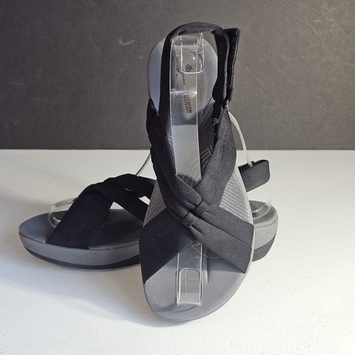 Sandali Clarks Cloudsteppers donna taglia 8 5M neri punta aperta cinturino morbido Arla