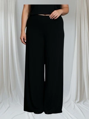 Pantalones Palazzo Ashley Stewart para mujer talla grande negros de pierna ancha—talla 26/28 Foto 1 de 4