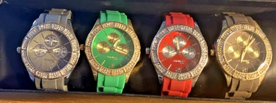 Gift Box Set of 4 Geneva Platinum Ladies Watches Color and Style JTV jbw379 - Image 1 of 4