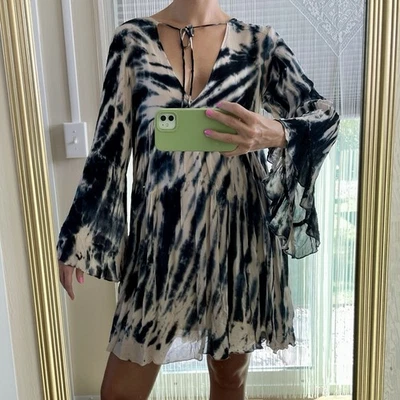 Молодой сказочный сломал мини-платье Sz S галстук краситель Bell рукав большого размера туника ведьмы - Изображение 1 из 4