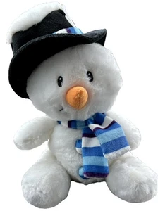 Snowman Plush Black Top Hat Blue Black Scarf And Buttons American Greetings 11” - Picture 1 of 7