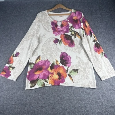 Suéter para mujer con cuentas florales talla M Alfred Dunner Cottagecore GrandmaCore Foto 1 de 4