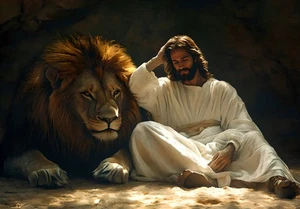 Christ Jesus and Lion Canvas Picture Home Decor Wall Art Prints Painting 390 - Picture 1 of 10