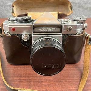 Vintage Petri Penta 35mm SLR Film Camera Japan w/ 50mm f/2 Len & Case Kit - Picture 1 of 14