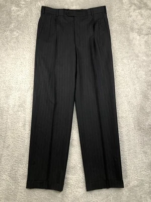 Pantalones Brooks Brothers 346 para hombre talla 35x33 negros de lana elásticos a rayas Foto 1 de 4