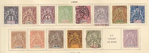 French Gabon 1904 collection of 15 CLASSIC stamps / CAT VALUE $350 - Picture 1 of 1