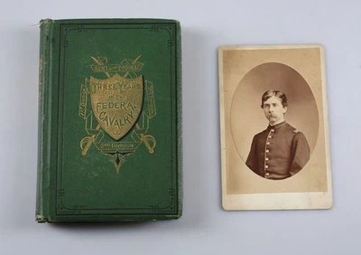 1870 3 Anos no Livro de Cavalaria Federal Willard Glazier e Cartão de Gabinete Raro - Imagem 1 de 4