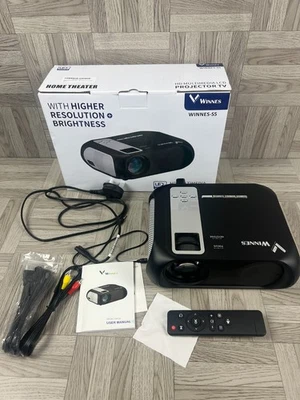 Winnes-S5 HD Multimedia Projector - Black - Boxed - Cables - Instructions - Image 1 of 4