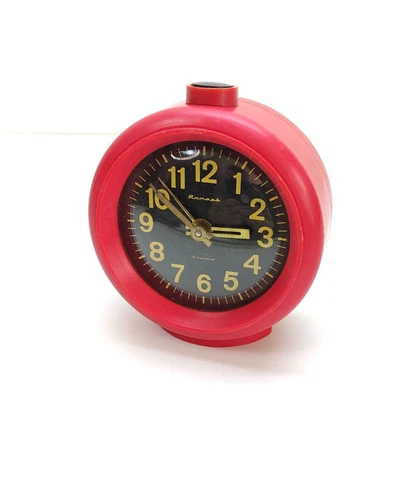 Alarm Clock Jantar Mechanical USSR Wind up 4 Jewels Vintage Soviet Yantar Cover