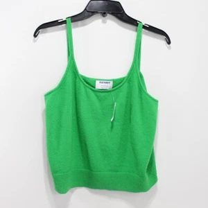 Old Navy Womens Green Cami Tank Top Cotton Knit Stretch Scoop Neck Sleeveless L - Picture 1 of 6