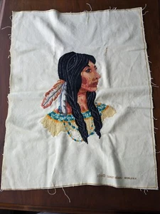 Vintage Native American Portrait Embroidery Sunset Designs - Picture 1 of 12
