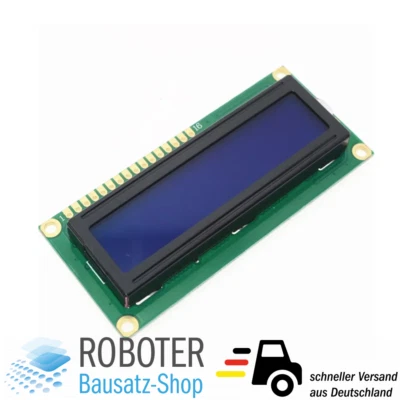 LCD Display 16x2 Zeichen Modul 1602, blaues Backlight für Arduino, AVR - Bild 1 von 3