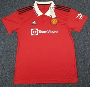 Adidas Manchester United Football Jersey Men XL Red 2022/2023 Home Team Fit New - Picture 1 of 11