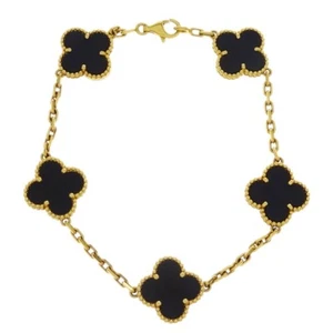Van Cleef & Arpels Vintage Alhambra Bracelet 750 Onyx Gold JE350859 134113 - Picture 1 of 4