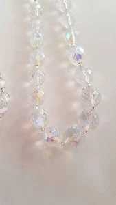 Vintage faceted clear AB crystal glass bead necklace - Picture 1 of 4