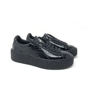 Puma X Fenty Rihanna Creeper 5.5 Wrinkled Patent Womens Trainers Black 364465 01 - Picture 1 of 10