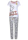 Snoopy Damen Pyjama Schlafanzug Nachtwäsche weiss grau Gr. 40/42 NEU