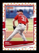 2020 Donruss #125 Max Scherzer On Fire Emoji Parallel #/75 Nationals Baseball 