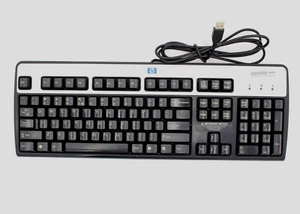 HP KEYBOARD USB Wired Black QWERTY English SK-2885 Silver - Picture 1 of 3