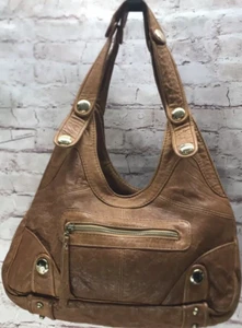 GUSTTO Women’s Shoulder Bag Leather Camel Footed Bottom Double Sided Purse  - Picture 1 of 22
