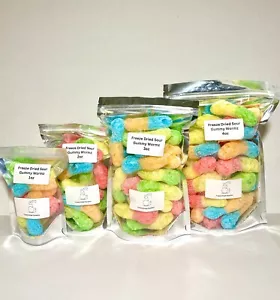 Freeze Dried Gummy Candy Sour Worms Puffs *Pick Size* Made Fresh Each Order - Picture 1 of 6