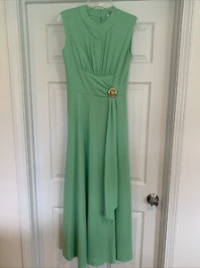 Vintage 60’s 70’s Mint Green Polyester Empire Maxi Dress Formal Prom Bridesmaid - Picture 1 of 9