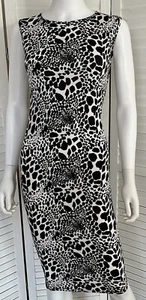Lipsy London Cocktail Dress Black/white Animal Print Bodycon Uk 12 N.W.T🍸 - Picture 1 of 4