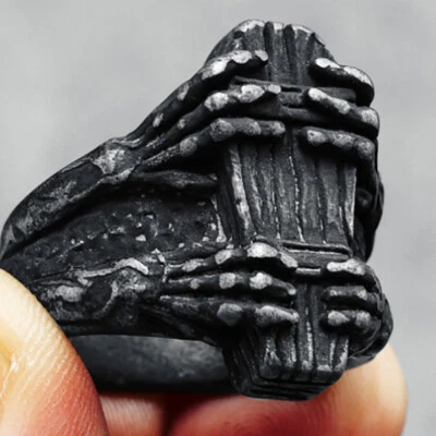Retro Black Four Hands Coffin Ring Stainless Steel Men's Vintage Devil Punk Ring - Image 1 of 3