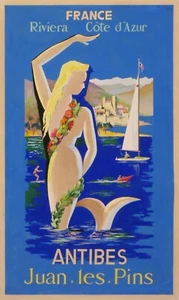 HERMOSO GOUACHE FRANCIA RIVIERA FRANCESA RIVIERA-ANTIBES JUANS LES PINS-1945-60 - Imagen 1 de 1