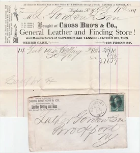 1881   Advertising Cover & Billhead   Cross Bro Leather Store - Rochester NY - Picture 1 of 4