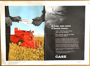 1968 CASE FARM TRACTORS vintage advertising poster A CASE MAN EARNS DOUBLE BONUS - Picture 1 of 3