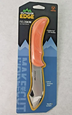 Cuchillo de caza de acero inoxidable desollador de gancho de intestino FIELDSKIN de borde exterior con funda Foto 1 de 4