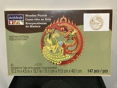 Rompecabezas de madera Lucky Dragon Phoenix 15" adorno colgante por Arrminds nuevo Foto 1 de 2