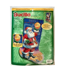 Bucilla De Colección 2000 Millennium Santa 18" Stocking Needlepoint Kit Personalizar Nombre - Imagen 1 de 5