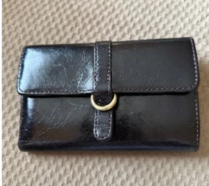 Hobo International Vinn schwarze Lederbrieftasche dreifach faltbarer Reißverschluss außen gebraucht, in einwandfreiem Zustand - Bild 1 von 12