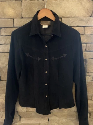 Винтажная черная замшевая блузка Roughrider от Circle T (размер маленький) - Изображение 1 из 2