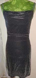 Partykleid Bühnen- Auftrittskleid kurz schwarz silber Glitzer Gr. 34 Wasserfall - Bild 1 von 5