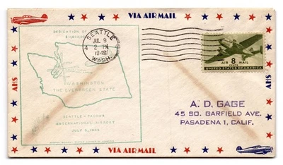 Seattle-Tacoma International Airport Dedication Cover 1949 Aviation - Image 1 of 2