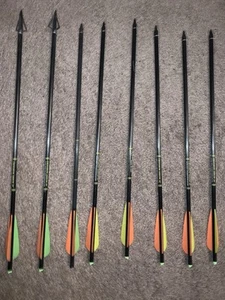 Parker 20" Crossbow Arrows Magnum Bolts Lot Of 8 Super Carbon Tips Nocks 440 GR - Picture 1 of 7