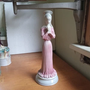 1940s GORT BONE CHINA VIRGIN MARY MADONNA PRAYING FIGURE WITH HALO RARE 11 1/4" - Picture 1 of 10