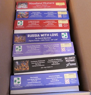 VERMONT CHRISTMAS LOT OF 7 1000-pc puzzles COUNTY FAIR / HALLOWEEN NIGHTMARE  EC - Image 1 of 4
